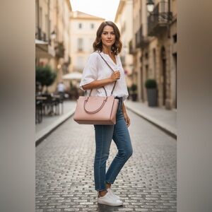 Kate Spade Structured Dusty Pink Tote with double handles strap not included